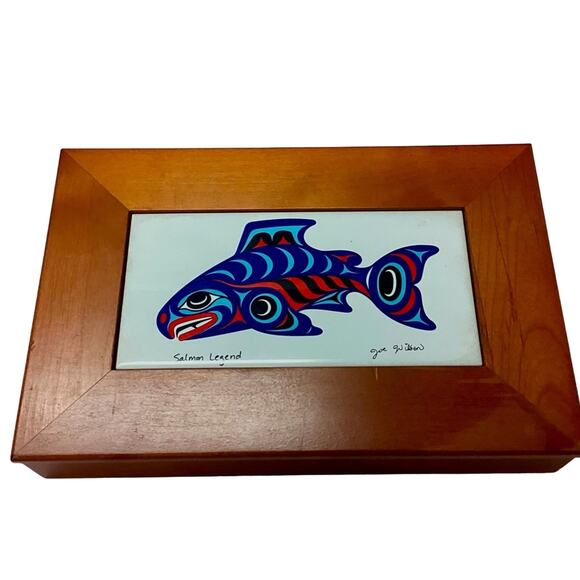 Vintage Wood Ceramic Tile Box by Joe Wilson - Picture 1 of 6